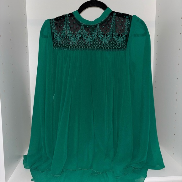 Philosophy di Lorenzo Serafini Emerald Blouse with Black Lace Detail - Picture 1 of 6